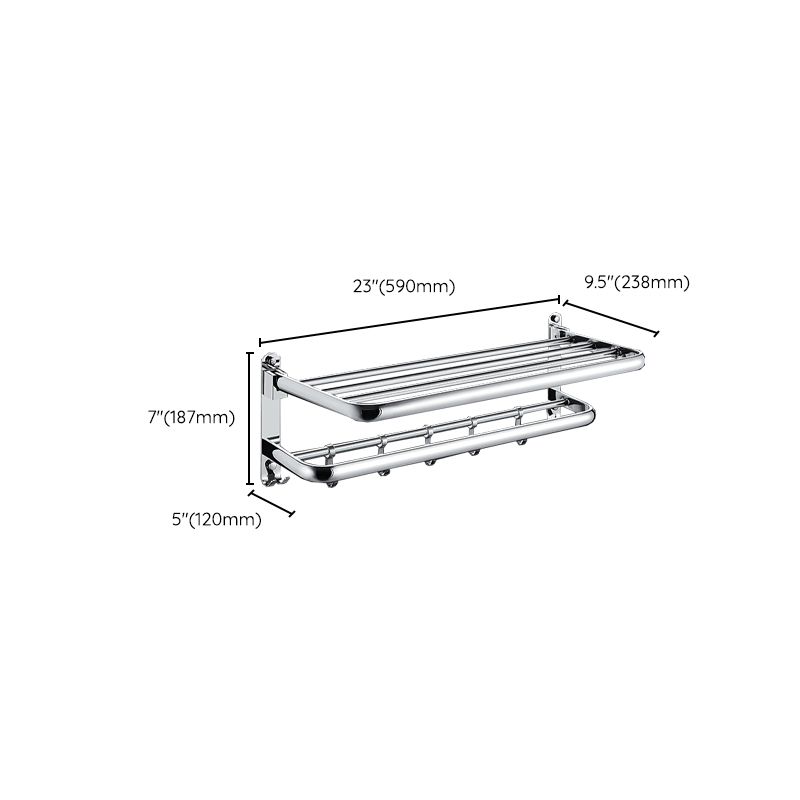 Chrome Bathroom Hardware Set Stainless Steel - Towel Rail, Hooks, Shelf, view 15