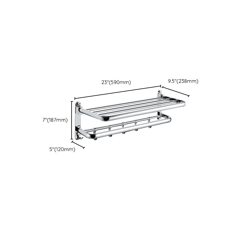 Chrome Bathroom Hardware Set Stainless Steel - Towel Rail, Hooks, Shelf, view 2