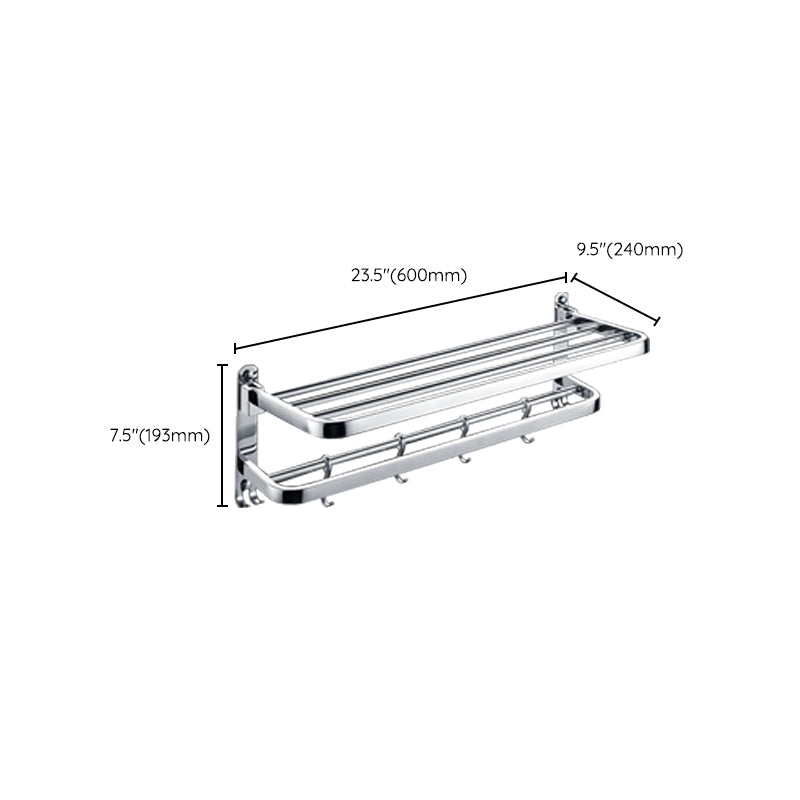 Chrome Bathroom Hardware Set Stainless Steel - Towel Rail, Hooks, Shelf, view 33