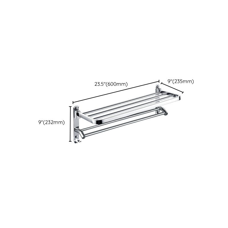 Chrome Bathroom Hardware Set Stainless Steel - Towel Rail, Hooks, Shelf, view 34