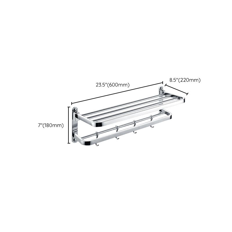 Chrome Bathroom Hardware Set Stainless Steel - Towel Rail, Hooks, Shelf, view 45