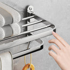 Chrome Bathroom Hardware Set Stainless Steel - Towel Rail, Hooks, Shelf, view 46