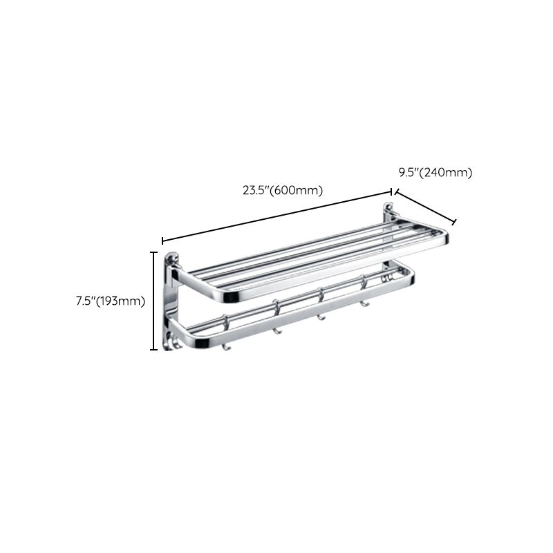 Chrome Bathroom Hardware Set Stainless Steel - Towel Rail, Hooks, Shelf, view 49