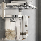Chrome Bathroom Hardware Set Stainless Steel - Towel Rail, Hooks, Shelf, view 6
