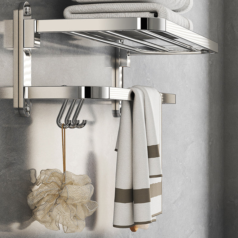 Chrome Bathroom Hardware Set Stainless Steel - Towel Rail, Hooks, Shelf, view 6