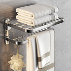 Chrome Bathroom Hardware Set Stainless Steel - Towel Rail, Hooks, Shelf, view 64