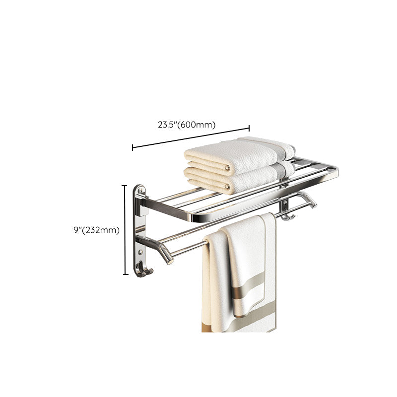 Chrome Bathroom Hardware Set Stainless Steel - Towel Rail, Hooks, Shelf, view 8