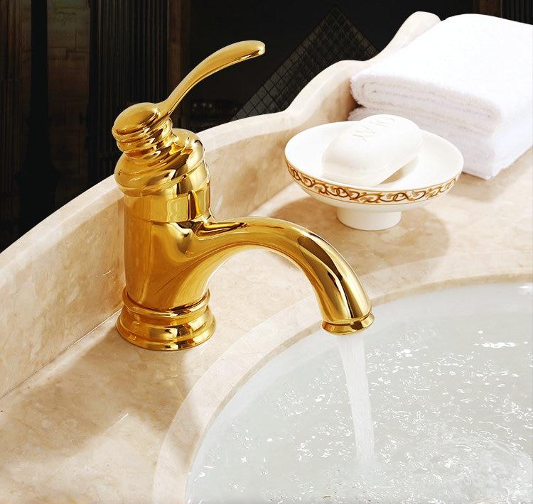 Antique Brass Bathroom Sink Mixer Tap - Solid Brass, Ceramic Disc, view 5