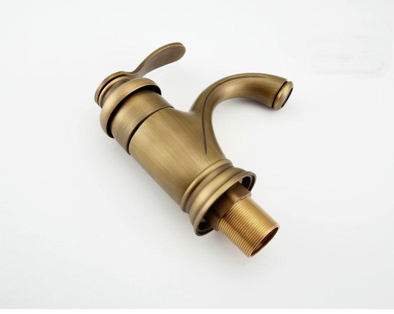Antique Brass Bathroom Sink Mixer Tap - Solid Brass, Ceramic Disc, view 6