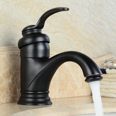 Antique Brass Bathroom Sink Mixer Tap - Solid Brass, Ceramic Disc, view 7