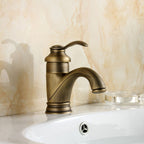 Antique Brass Bathroom Sink Mixer Tap - Solid Brass, Ceramic Disc