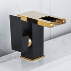 Waterfall Basin Mixer Tap with Square Lever Handle - LED 3-Colour Light, Modern, view 10