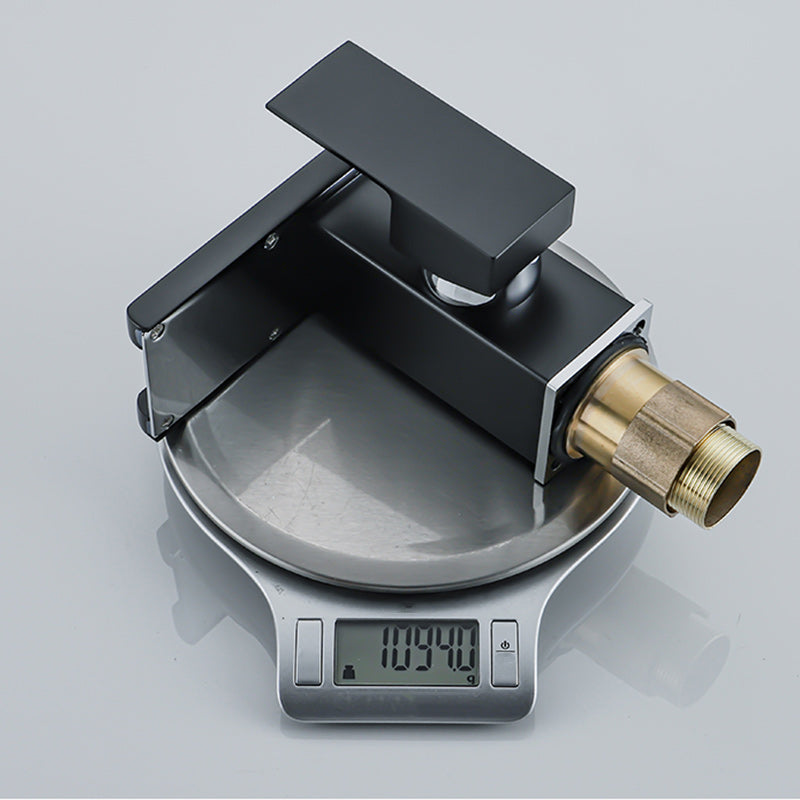Waterfall Basin Mixer Tap with Square Lever Handle - LED 3-Colour Light, Modern, view 13