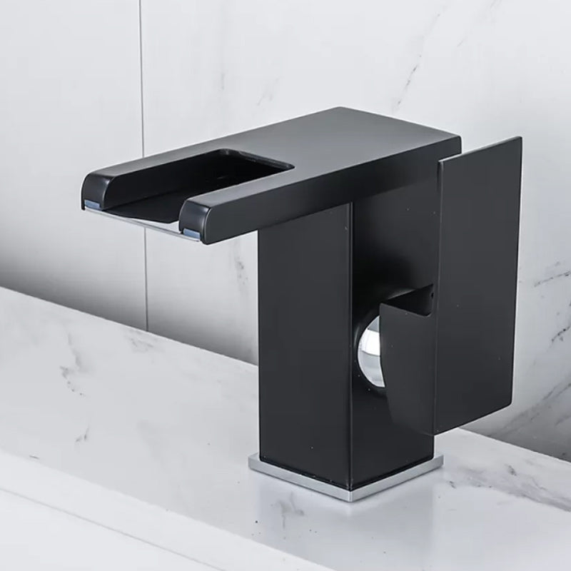 Waterfall Basin Mixer Tap with Square Lever Handle - LED 3-Colour Light, Modern, view 16