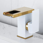 Waterfall Basin Mixer Tap with Square Lever Handle - LED 3-Colour Light, Modern, view 19
