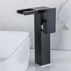 Waterfall Basin Mixer Tap with Square Lever Handle - LED 3-Colour Light, Modern, view 22