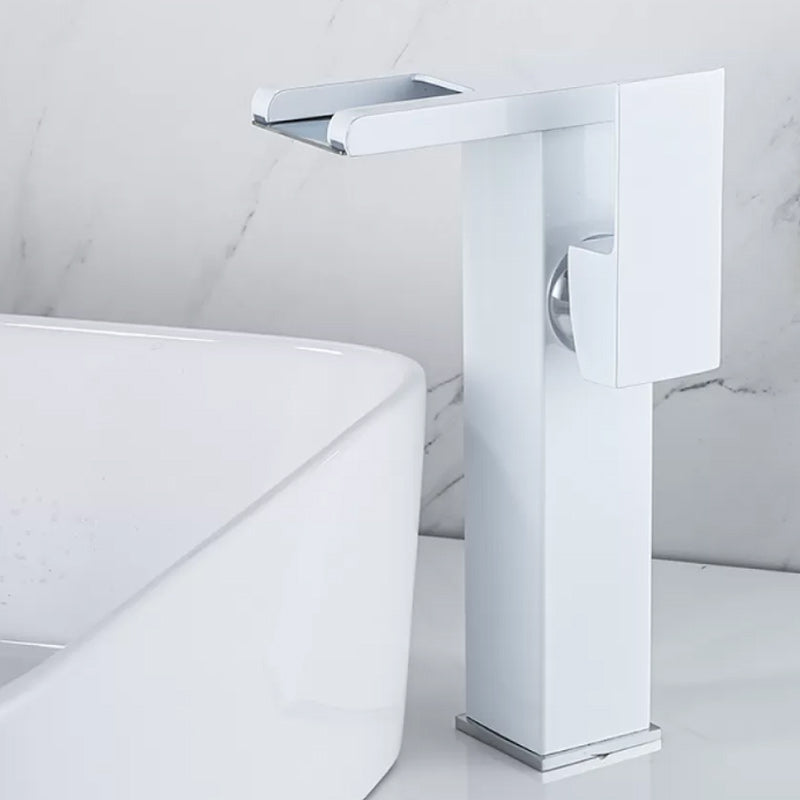 Waterfall Basin Mixer Tap with Square Lever Handle - LED 3-Colour Light, Modern, view 24