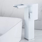 Waterfall Basin Mixer Tap with Square Lever Handle - LED 3-Colour Light, Modern, view 24