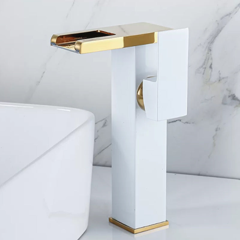 Waterfall Basin Mixer Tap with Square Lever Handle - LED 3-Colour Light, Modern, view 26