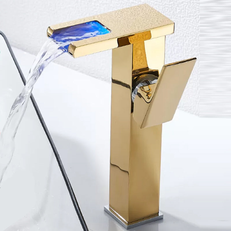 Waterfall Basin Mixer Tap with Square Lever Handle - LED 3-Colour Light, Modern, view 27