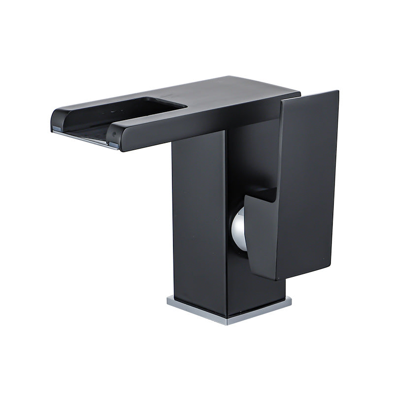 Waterfall Basin Mixer Tap with Square Lever Handle - LED 3-Colour Light, Modern, view 3