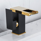 Waterfall Basin Mixer Tap with Square Lever Handle - LED 3-Colour Light, Modern, view 31