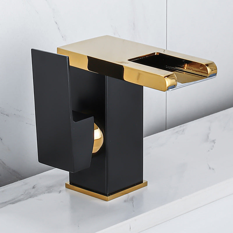 Waterfall Basin Mixer Tap with Square Lever Handle - LED 3-Colour Light, Modern, view 31