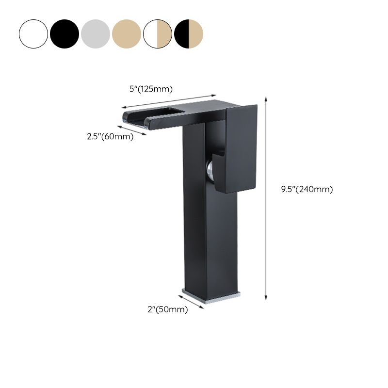 Waterfall Basin Mixer Tap with Square Lever Handle - LED 3-Colour Light, Modern, view 32