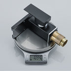Waterfall Basin Mixer Tap with Square Lever Handle - LED 3-Colour Light, Modern, view 4