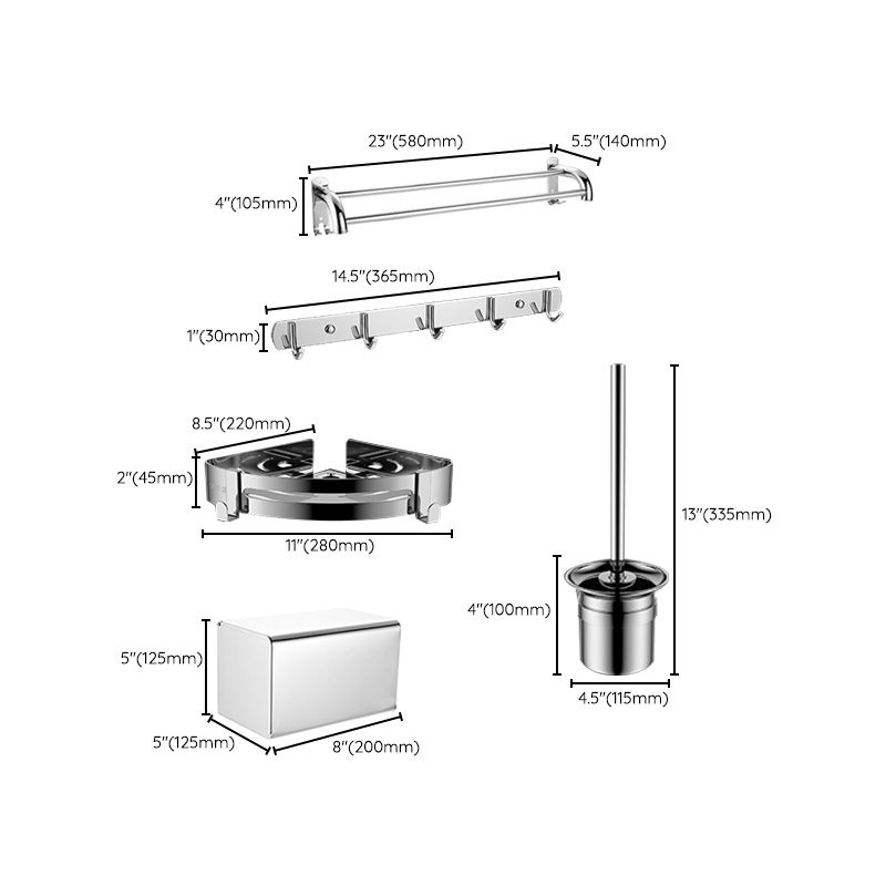 Contemporary Bathroom Accessory Set - Chrome-Plated Stainless Steel, view 6
