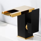 Contemporary Square Vessel Faucet for Bathroom - LED Waterfall Spout, Copper, view 16