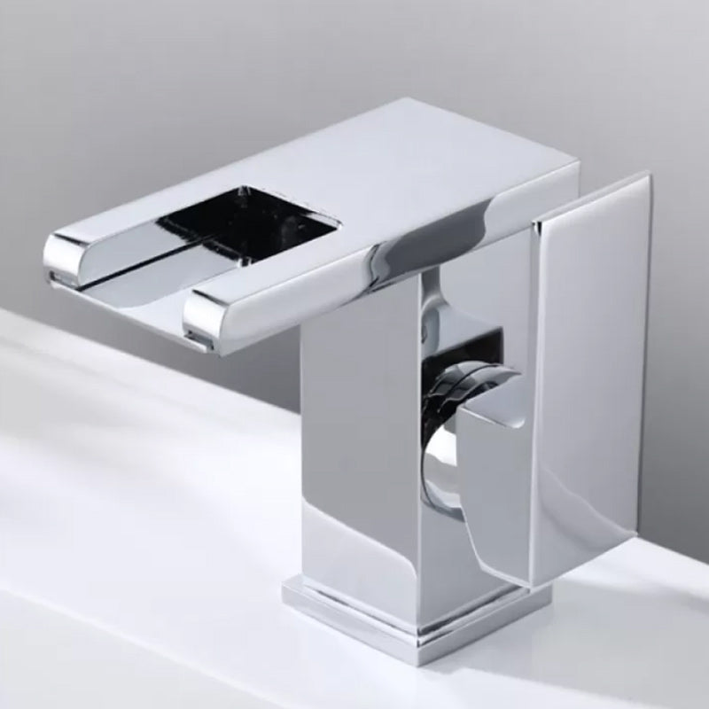 Contemporary Square Vessel Faucet for Bathroom - LED Waterfall Spout, Copper, view 18