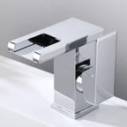 Contemporary Square Vessel Faucet for Bathroom - LED Waterfall Spout, Copper, view 18