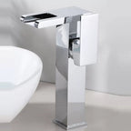 Contemporary Square Vessel Faucet for Bathroom - LED Waterfall Spout, Copper, view 19