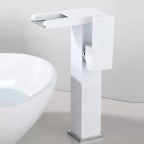 Contemporary Square Vessel Faucet for Bathroom - LED Waterfall Spout, Copper, view 20