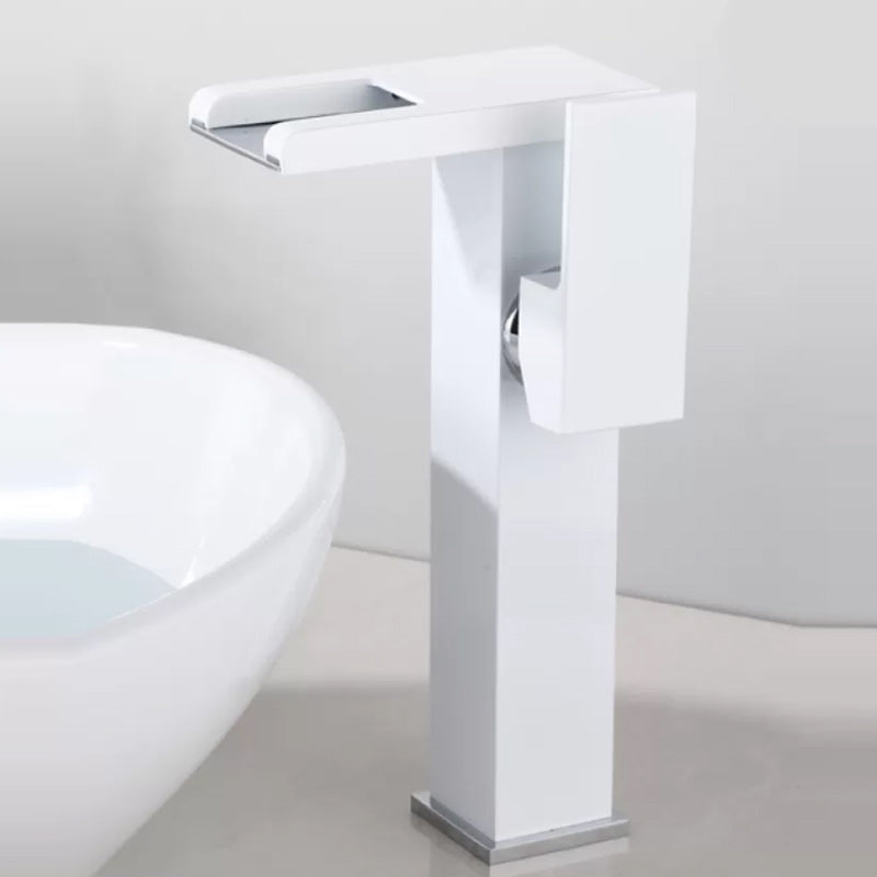 Contemporary Square Vessel Faucet for Bathroom - LED Waterfall Spout, Copper, view 20