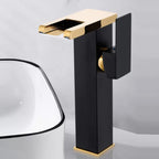 Contemporary Square Vessel Faucet for Bathroom - LED Waterfall Spout, Copper, view 21