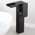 Contemporary Square Vessel Faucet for Bathroom - LED Waterfall Spout, Copper, view 22