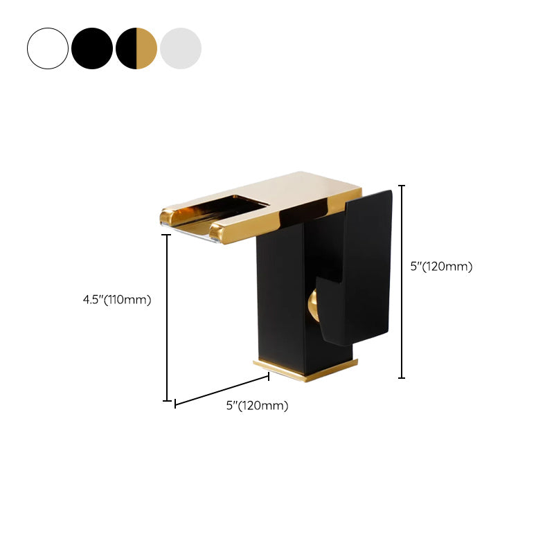 Contemporary Square Vessel Faucet for Bathroom - LED Waterfall Spout, Copper, view 26