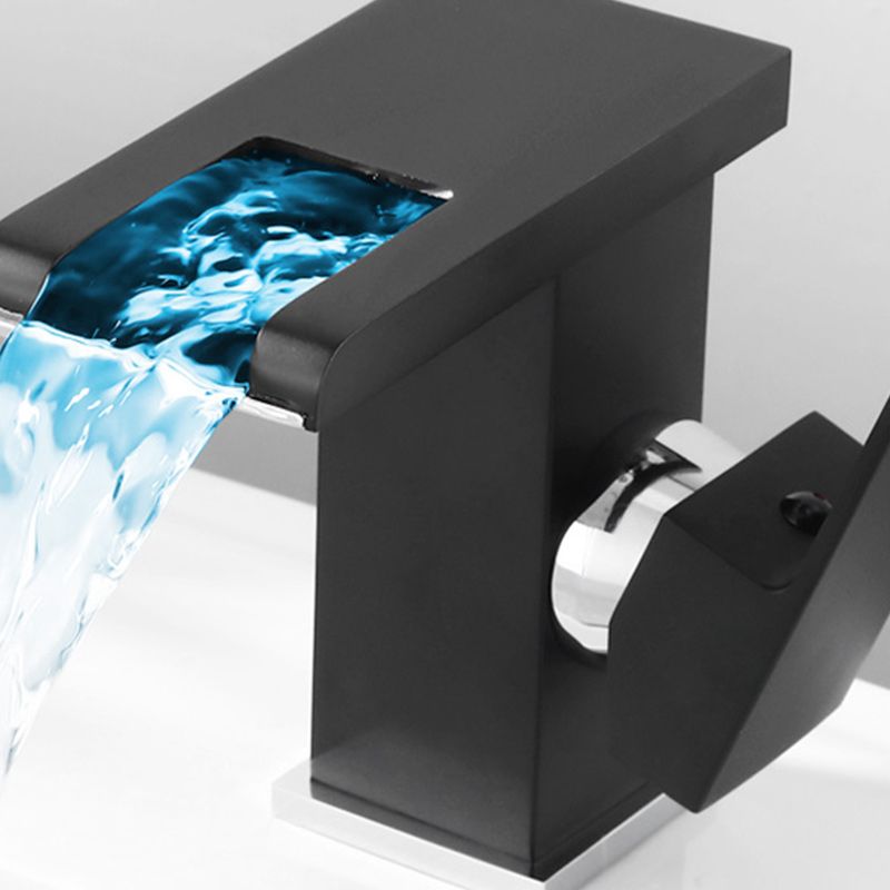 Contemporary Square Vessel Faucet for Bathroom - LED Waterfall Spout, Copper, view 29