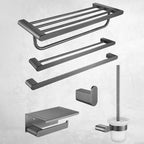 5-Piece Modern Bathroom Accessory Set Stainless Steel - Towel Rail, Robe Hooks, view 13