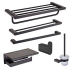 5-Piece Modern Bathroom Accessory Set Stainless Steel - Towel Rail, Robe Hooks, view 3