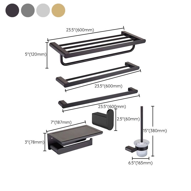5-Piece Modern Bathroom Accessory Set Stainless Steel - Towel Rail, Robe Hooks, view 8