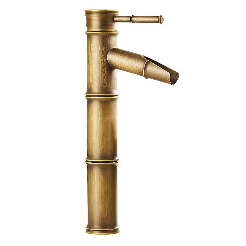 Country House Vessel Sink Faucet - Brass Copper, Waterfall Spout, Lever Handle, view 3