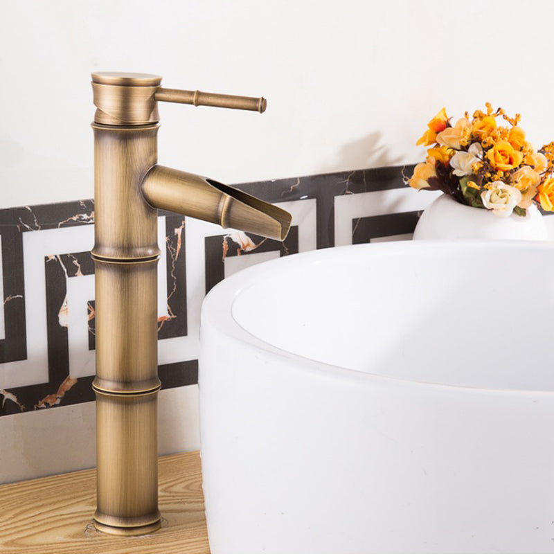 Country House Vessel Sink Faucet - Brass Copper, Waterfall Spout, Lever Handle, view 31