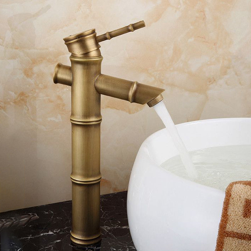 Country House Vessel Sink Faucet - Brass Copper, Waterfall Spout, Lever Handle, view 38