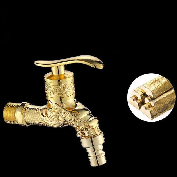 Vintage Wall-Mounted Sink Faucet Zinc Alloy - Dragon Engraving, Single Handle, view 12