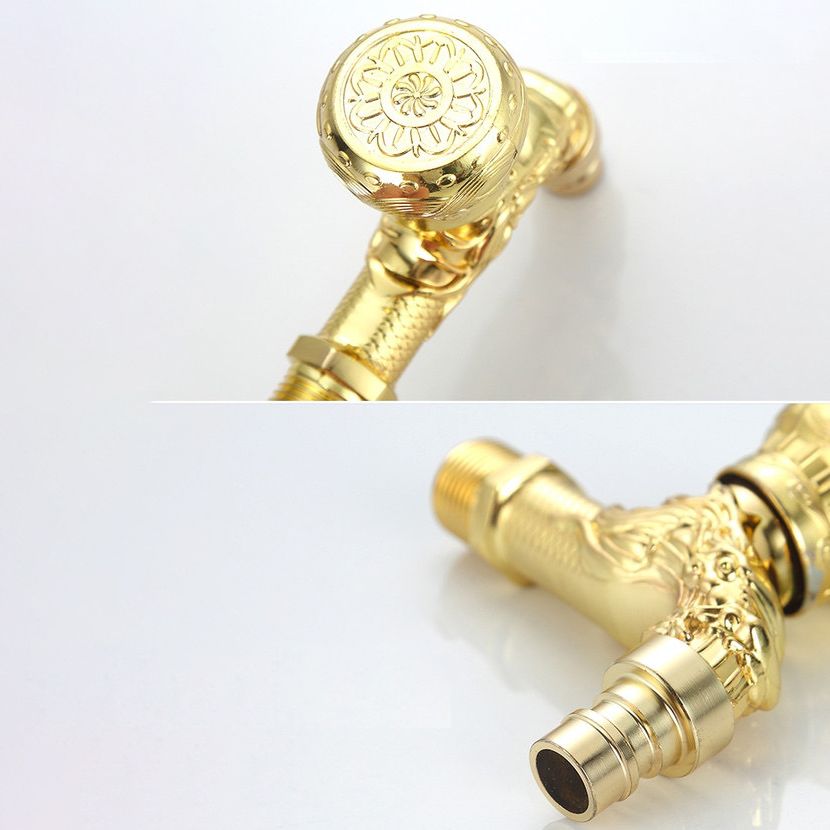 Vintage Wall-Mounted Sink Faucet Zinc Alloy - Dragon Engraving, Single Handle, view 13
