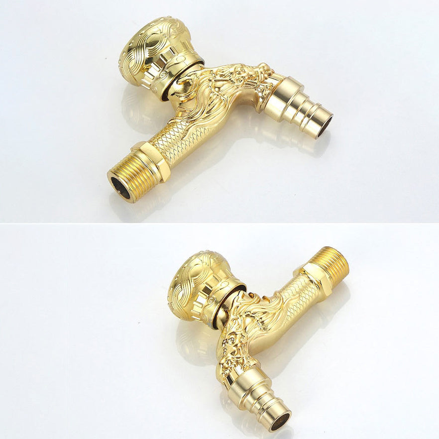 Vintage Wall-Mounted Sink Faucet Zinc Alloy - Dragon Engraving, Single Handle, view 19