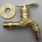 Vintage Wall-Mounted Sink Faucet Zinc Alloy - Dragon Engraving, Single Handle, view 20